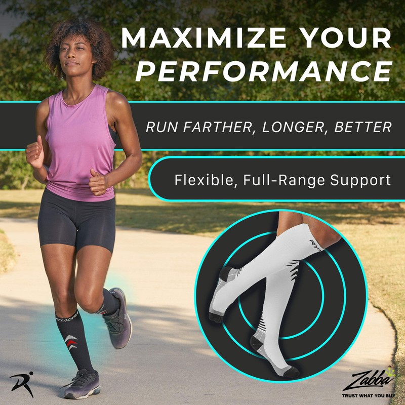 Rymora Compression Socks for Men and Women (Cushioned, Graduated Compression,