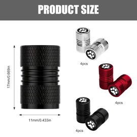 Car Valve Caps 12 Pieces Valve Caps Car Metal, Tyre Valve Caps, Cute Cat Paw Pattern Car Valve Caps with Rubber Ring Seal, Car Valve Cap for Cars Bicycles Motorcycles (4 Colours)