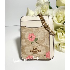 Coach NWT Coach Zip Card Case In Signature Canvas With Floral Print CR971