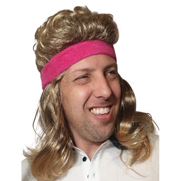 Mullet Wig 80s Vintage Rocker Long Blonde Brown Party Tennis