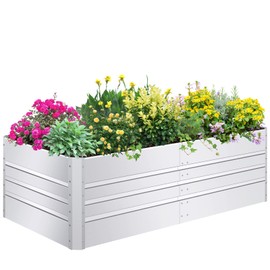 SnugNiture Galvanized Raised Garden Bed 8x4x2FT Outdoor Large Metal Planter Box Steel Kit for Planting Vegetables, Flowers