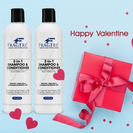 FRAGFRE 2 in 1 Shampoo and Conditioner 12 oz (2-Pack Gift Set) - Fragrance Free Conditioning Shampoo for Short to Medium Hairs - Color Safe - Sulfate Free Cleansing Conditioner for Sensitive Skin