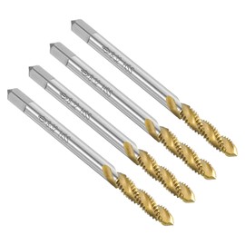 sourcing map 4pcs Spiral Flute Thread Taps, 8-32 UNC H2 Screw Threading Tap, Titanium Coated 6542 High Speed Steel Machine Tapping Tools for Machinist Repair