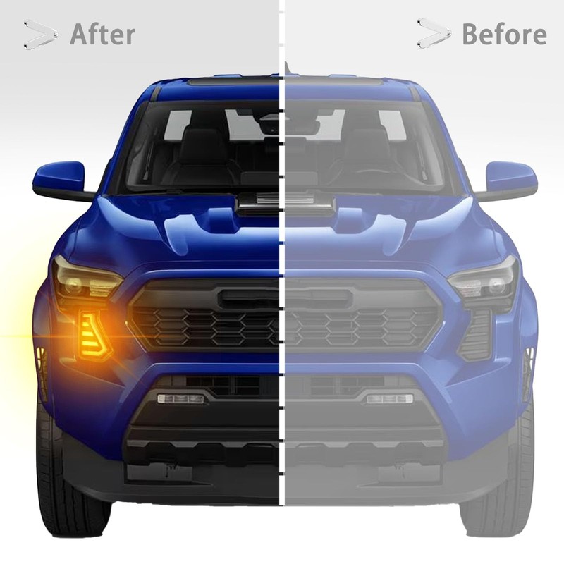 ZDEERAOTO LED Front Headlight Side Marker DRL Amber Sequential Turn