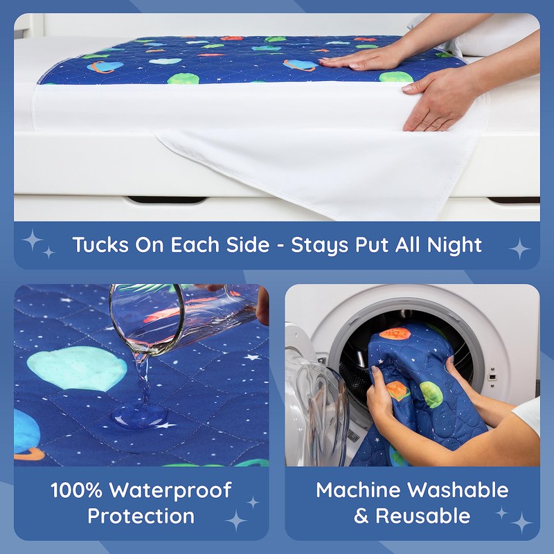 Potty training bed pad with tucks, mattress protector for 100%