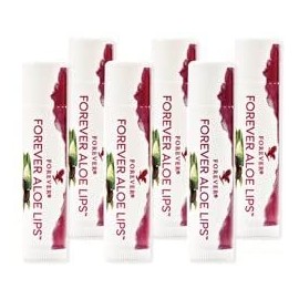 Forever Aloe Lips, High Quality Lip Balm with Aloe Vera, Jojoba Oil and Beeswax for Dry and Cracked Lips, Dermatest Certified, Gluten Free (6 x 4.25g)