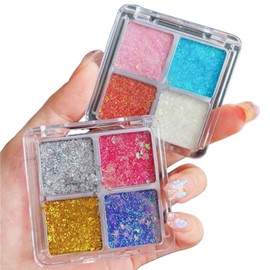 Eyeshadow Palette, 8 Colors, Eyeshadow Glitter, Glitter, Multicolored, Long Lasting, Eye Makeup, Eyes, Hair, Body, Makeup, Children's Day, Stage, Wedding, Christmas, Cosplay, Photography (Multicolored