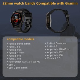 Rugged Silicone Sport Band for Garmin Fenix 8 47mm/Fenix 6 7 5 E/5 Plus/6 7 Pro for Men,22mm Quickfit Watch Bands Replacement Strap for Forerunner 965/955/945/935/Instinct 2/EPIX 2