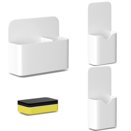 Fousenuk Pack of 3 Magnetic Pen Holder with Sponge, Marker Holder Pen Container, Pen Holder, Marker Holder for Fridge, Whiteboard, Locker (White)