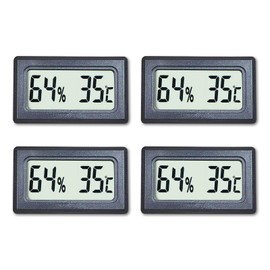 Mini LCD Digital Thermometer/Hygrometer 4PCS Light Weight Compact Large Number Indoor Thermometer Hygrometer for Home, Office, Greenhouse, Warehouse, Wine Cellar, Guitar Case, Poultry Incubator