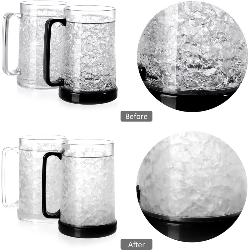 Doytn Double Wall Gel Frosty Freezer Ice Mugs Clear 16oz