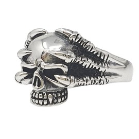 Treasure Bay Mens Womens Eagle Claws Skull Ring - 925 Sterling Silver Biker Punk Skull Eagle Claws Ring Size: N P R T W Y Z (T)