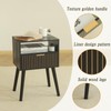 Black Nightstand with Charging Station, Mid Century Modern Bedside Table