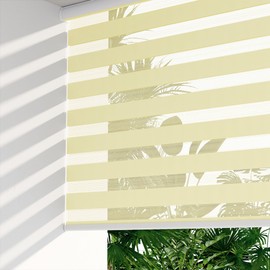 LazBlinds Cordless Dual Layer Zebra Blinds for Windows, Light Filtering Privacy Roller Shades with Cassette, Light Control Day and Night Sheer Shades for Indoor Windows, 24 1/2" W x 72" H, Beige