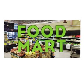 Vinyl Banner Multiple Sizes Food Mart Outdoor Advertising Printing Restaurant & Food Outdoor Weatherproof Industrial Yard Signs White 10 Grommets 60x144Inches