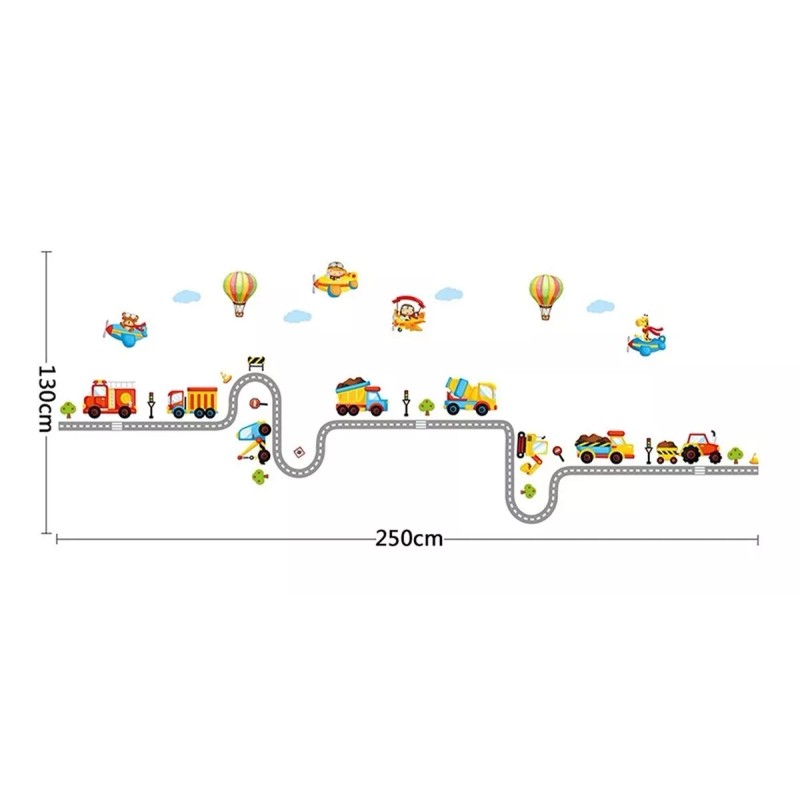 DaraBaby Vinil Decorativo Infantil Pista Autos Camiones Aviones Sala
