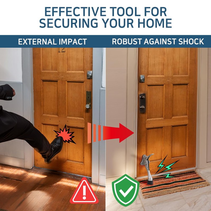 Door Stopper with Adhesive Bracket Stickers, No Drilling or Tools