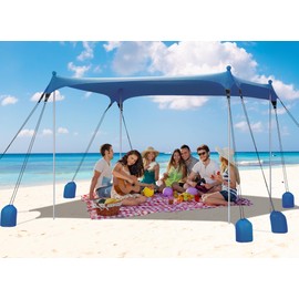 Gorich Beach Tent Sun Shelter with 8 Sandbags, UPF50+ Protection & Windproof Pop Up Beach Canopy Tent Sun Shade for Family, Travel & Camping, Easy Setup Canopy Umbrella