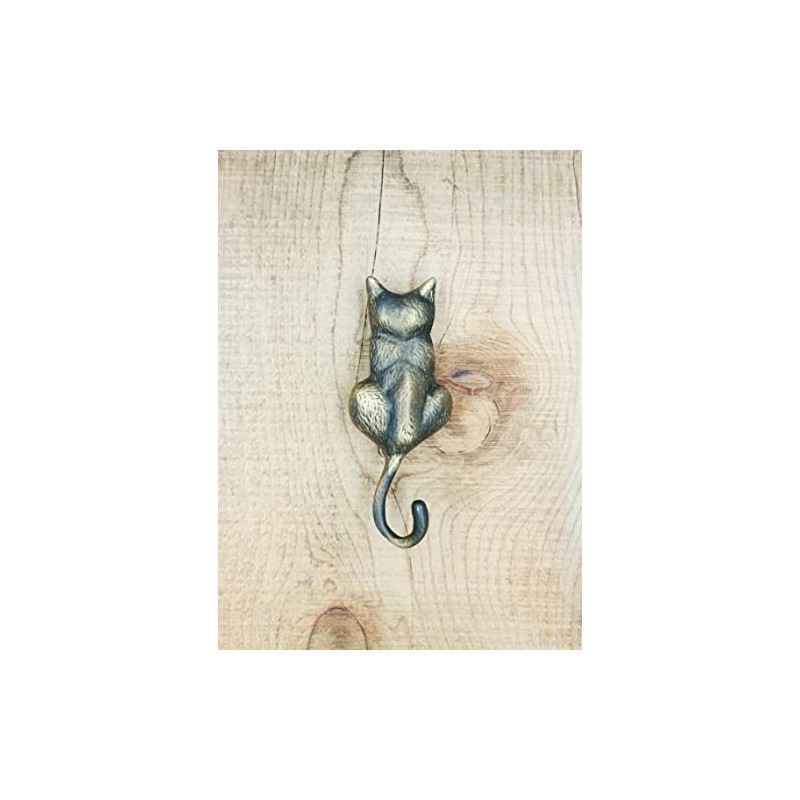 Anatolica Cat Door Knocker Solid Brass 6.11 inches (Antique Bronze)
