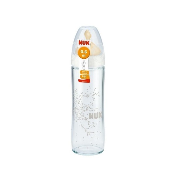 Nuk New Classic Bottle Glass with 0-6 Month Latex Teat M, 240ml