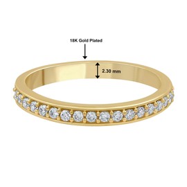 18K Yellow Gold Plated Simulated Diamond Stackable Ring Size 5.5 for Women - Elegant Durable Non-Tarnishing Light Weight Comfort Fit Half Eternity Band for Stacking - Christmas Wedding Gift for Her