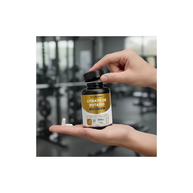 Citrato Potasio 120 Cápsulas Well Rounded 2000mg Porción Sabor