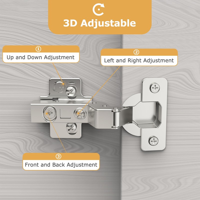 Furniware 2 pcs Soft Close Cabinet Hinges,110°Inset Cupboard Wardrobe Doors
