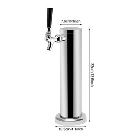 Single Tap Beer Dispenser Tower, 3" Stainless Steel Draft Beer Tower Kegerator Beverage Dispenser Kit with Self-Closing Faucet Spring for Home Brewing Beer Kegging