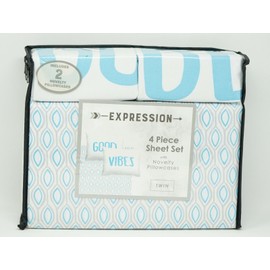 Jessica Sanders Sanders Expressions 4-Pc Wrinkle-Free Good Vibes Geometric Sheet Set TWIN - Blue