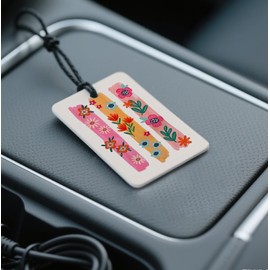 Nihilform Bluebell scent Boho Floral Car Air Fresheners Natural Non Toxic Air Freshener 4 - Pack Colorful Brushstroke Flower Designs, Ideal Decor & Gift for Nature Lovers, for Car, Closet & Home