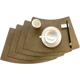Leather Round Table Washable Placemats, Thick Faux Leather Heat Resistant Wedge Table Placemat, Waterproof Non-Slip Easy to Clean Place mat for Kitchen Coffee Dining Room Table Set of 4
