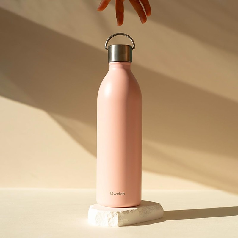 Qwetch - Drinking Bottle 1 L Stainless Steel Pastel Pink
