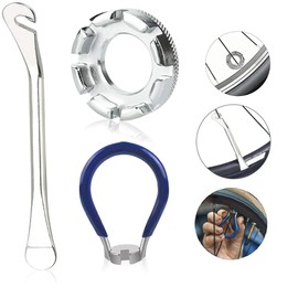 RMENOOR 3 Pcs Bicycle Repair Tools Spoke Spanner Bike Spoke Key Bike Tyre Levers Rubber Ring Spoke Adjuster 8 Cut Round Wrench 10-15 Gauge Bicycle Tire Levers Road Bike, Mountain Bike Repairing