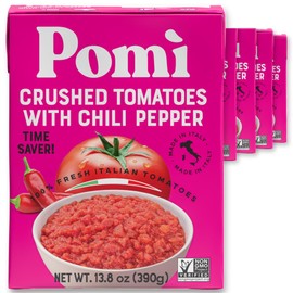 Pomì Crushed Tomatoes with Chilli Pepper 13.8oz (Pack of 12) - Velvety Italian Tomato No Salt Added, No Additives or Preservatives Tomato Crushed BPA free - Made from 100% Fresh Italian Tomatoes