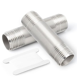 TAISHER 2 Pcs Stainless Steel Pipe Fittings, 3/8" BSP x 3/8" BSP Male Threaded, 50mm Length Nipple Cast Pipe, for Water Oill Air Gas