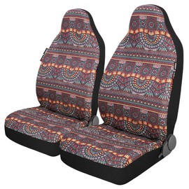 P&J Baja Blanket High Back Car Seat Covers Magic Boho Designs Integrated Bucket Universal Size Fit for Most Cars SUVs Trucks Vans Woven Fabric Front Pair 2pcs Blue Color