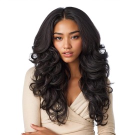 Poemtian European and American women's wig, fluffy long curly hair, Middle Part Curly Wavy Wig