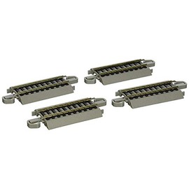 Bachmann Trains - Snap-Fit E-Z TRACK 3” STRAIGHT TRACK (4/card) - NICKEL SILVER Rail With Gray Roadbed - HO Scale