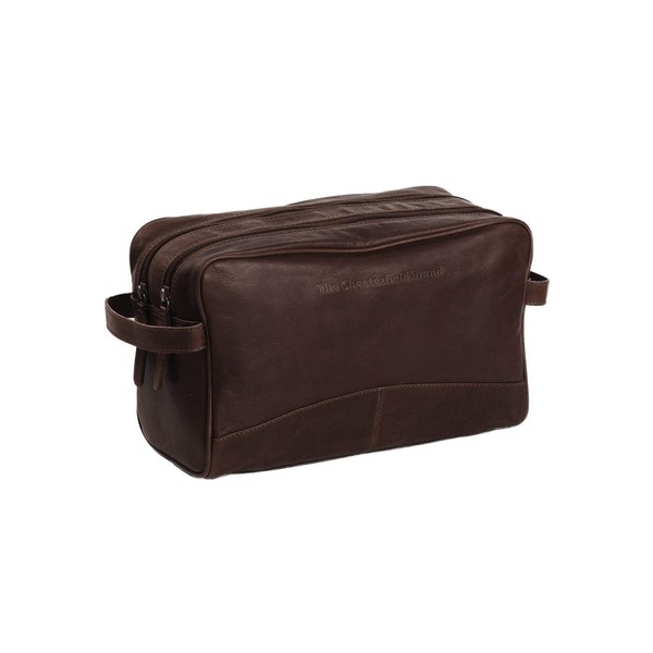 The Chesterfield Brand Mens Toiletry and shave bag Stefan made of leather | Mens shave bag | Brown genuine leather shave bag for men