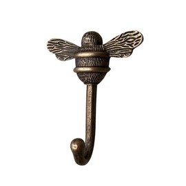 Brass bee Coat Hook | Towel Hook | Wall Mounted Wall Hooks | Hooks for Walls Door | Solid Iron Bee Hooks in Black or Nickel | Clothes Hanger Rack with Bee (Silver) (Heritage)