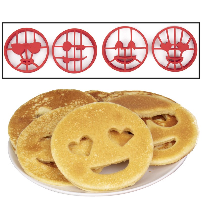Emoji Pancake Molds and Egg Rings (4 Pack) for Kids