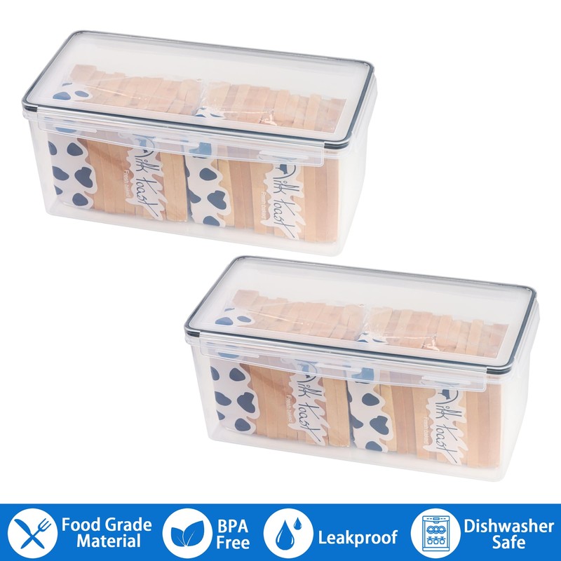 Tiawudi 2 Pack Bread Box, Plastic Bread Container, Large Sandwich