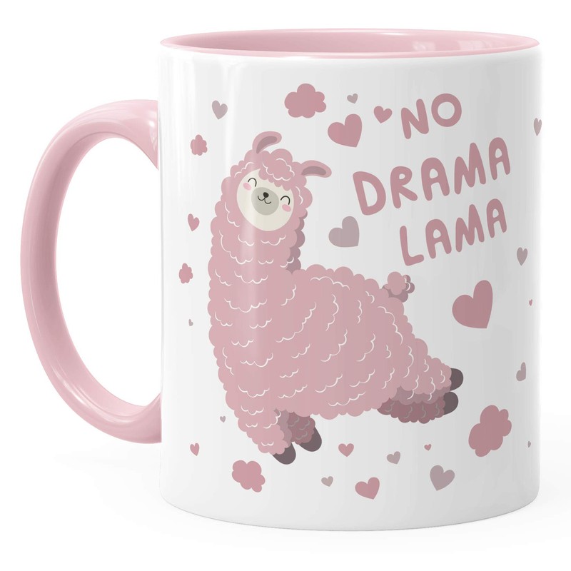 MoonWorks® Kaffee-Tasse Spruch No Drama Lama Tier Motiv rosa Bürotasse