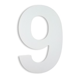 KTC-HOME - Premium House Number White Including Mounting Material - Powder Coated - Arial - Height 20 cm - RAL 9016 - Rustproof & Weatherproof House Number Plate - House Number 9 -