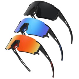 STORYCOAST 3 Pack Polarized Youth Baseball Sunglasses for Boys Girls Age 6-12 Sports Softball Cycling for Kids UV Protection 3Pack-Black+Black Blue+Black Red