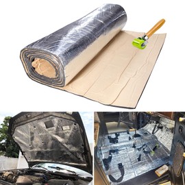 393mil(10mm) 32.29sqft Car Sound Deadening Material Mat Car Heat Shield Insulation Self-Adhesive Mat Vibration Dampening Material for Auto Hood Engine Roof Door and Trunk with Roller 118"×40"