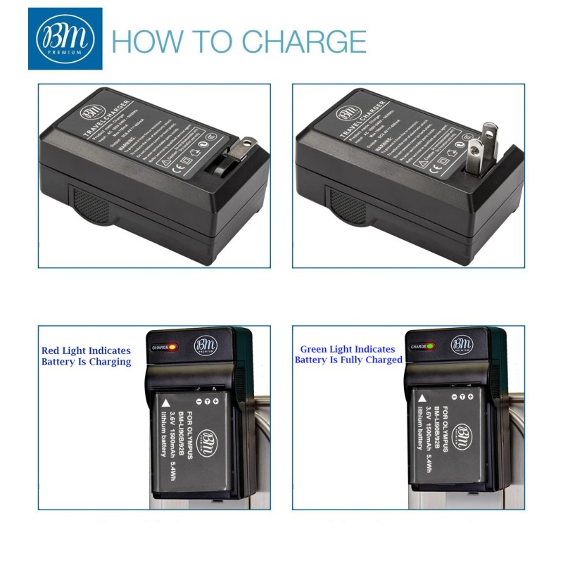 BM LI-90, LI-92B Battery & Charger for Olympus Tough TG-Tracker