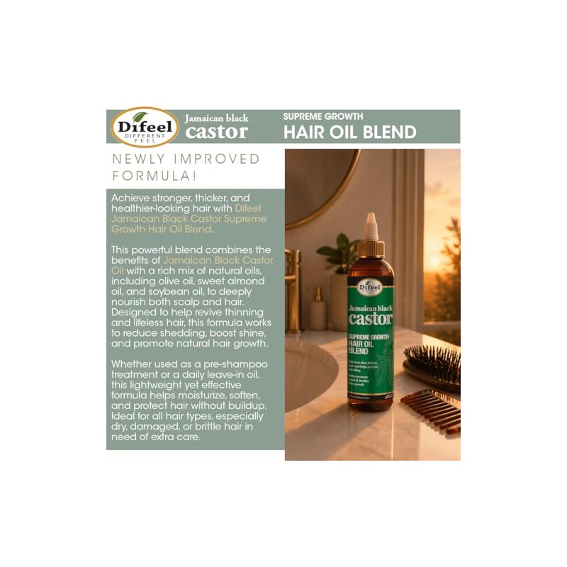 Difeel Aceite para el cabello de ricino negro jamaicano 99%