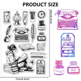 CHGCRAFT Clipbook Transparent Stamps House Book Stamps World Reading Time Day Silicon Transparent Stamps Seal DIY Clipbook Photo Book Decoration 4.3 x 6.3 Inch