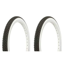 Duro 20" x 1.75" Black/White Side Wall Bike Tires, 2 Pack, HF-146, 50 PSI, Cruiser Bike Tires